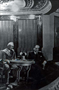 1934 – Ankara Halkevi’nde (Devlet Resim Heykel Müzesi), Başbakan İnönü’yle Türk Dili Tetkik Cemiyeti’nin (Türk Dil Kurumu) düzenlediği toplantıyı izlerken