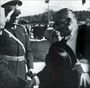 1936 – Cumhuriyet Bayramı tebriklerini kabul için TBMM’ne gelişinde Başbakan İnönü ve Mareşal Fevzi Çakmak tarafından karşılanışı